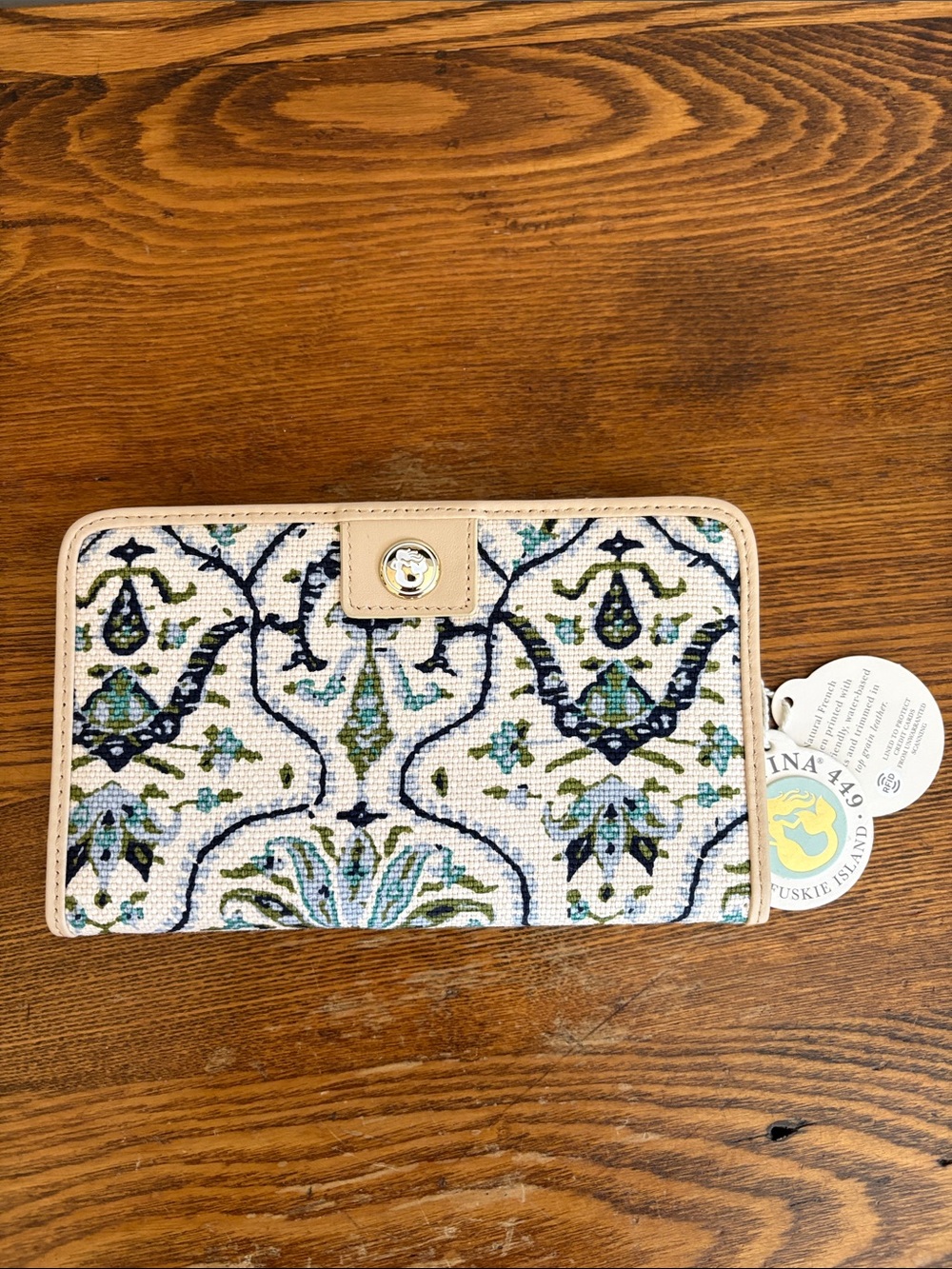Spartina 449 Hamilton Rug Pattern Snap Wallet with Blue and Green